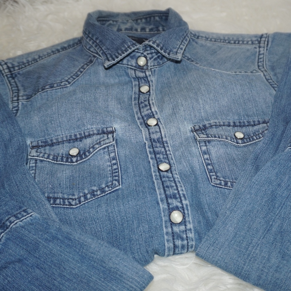 Chambray Button Down Top